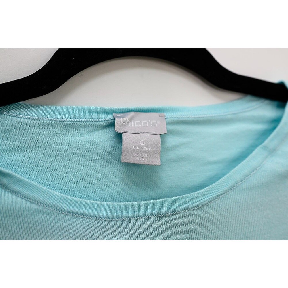 Chico's blue ombre longsleeve tee top O Small casual lounge - Picture 2 of 5